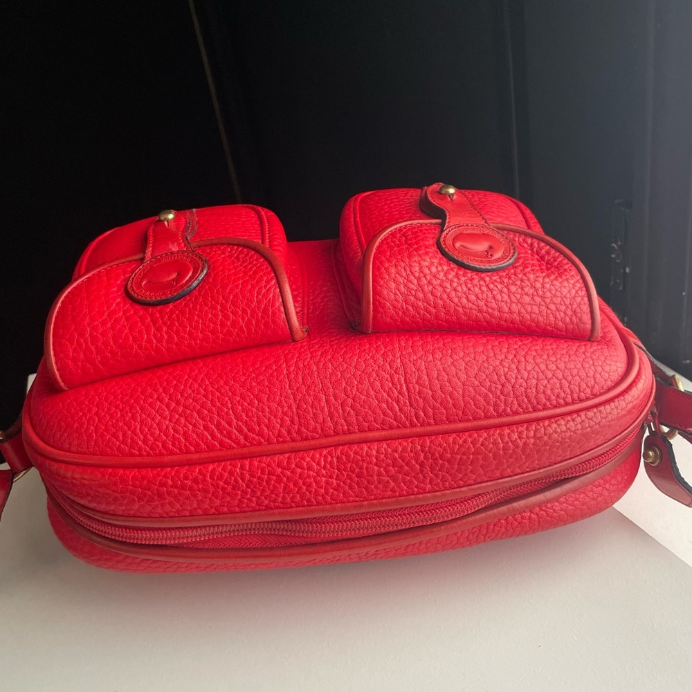 Dooney and Bourke awl Leather Explorer Double Pocket Crossbody Bag Red - Picture 4 of 16